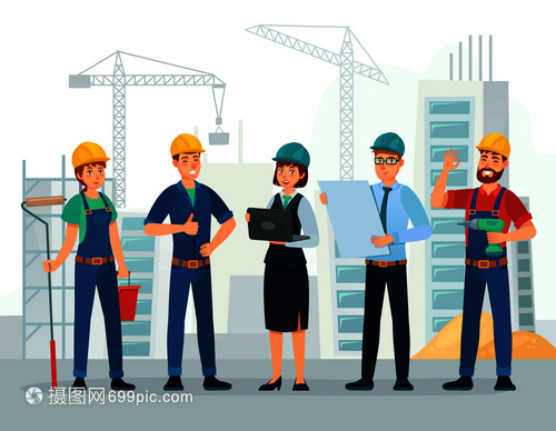 技术员与工程师团队 建筑工程中的默契搭档